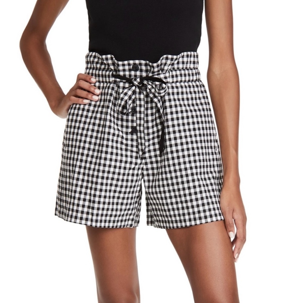NEW rag & bone Camille high-waist paper bag gingham shorts